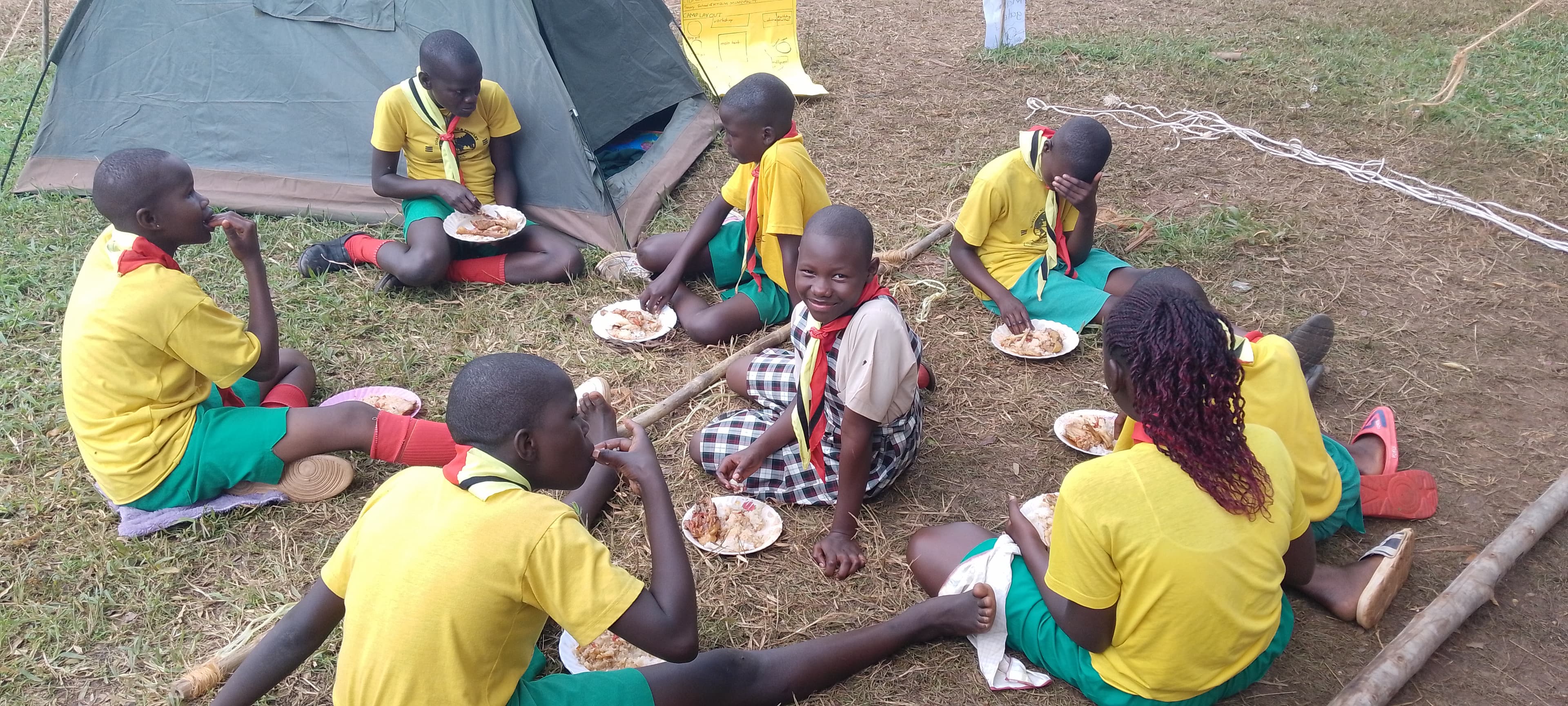 Girl guides as camp fire